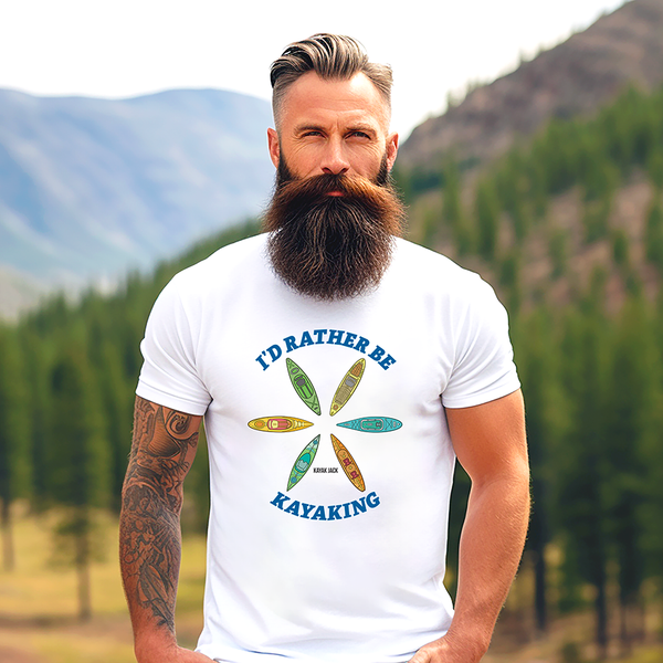 I'd Rather Be Kayaking Tee Shirt Unisex T-Shirt White - Kayak Jack