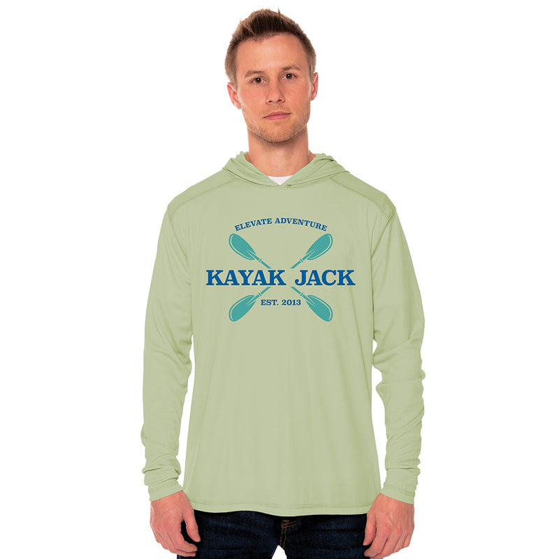 Men’s UPF 50 Sun Protection Kayaking Hoodie Shirt Sage - Kayak Jack