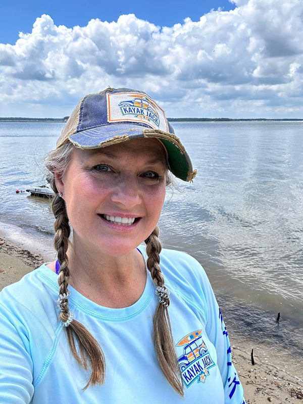 Royal Blue Distressed Trucker Cap Hat - Kayak Jack