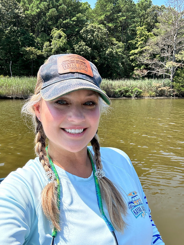 Navy Blue Camo Old Favorite Trucker Cap Hat - Kayak Jack