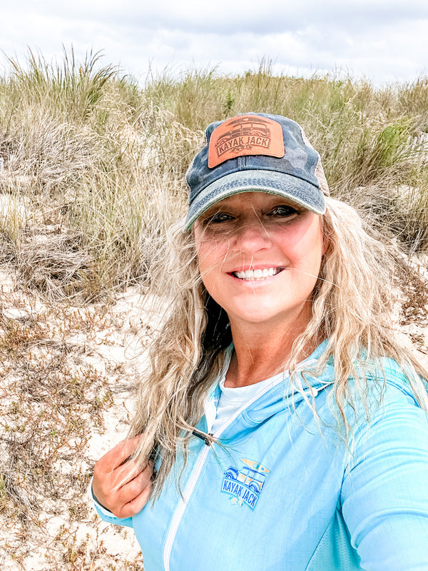 Navy Blue Camo Old Favorite Trucker Cap Hat - Kayak Jack