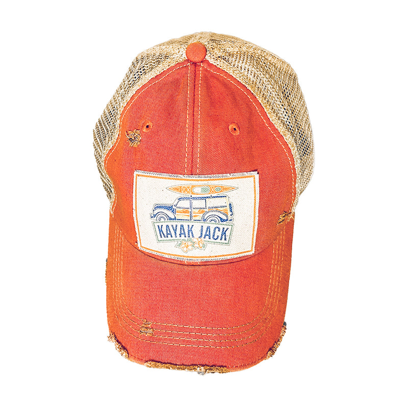 Orange Distressed Trucker Cap - Kayak Jack