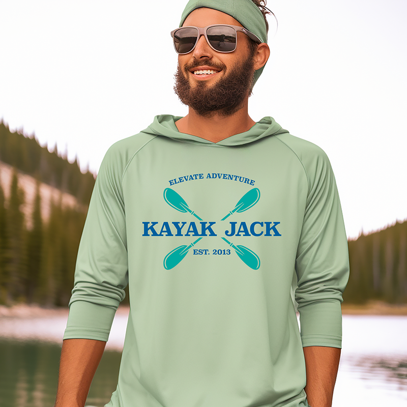 Men’s UPF 50 Sun Protection Kayaking Hoodie Shirt Sage - Kayak Jack