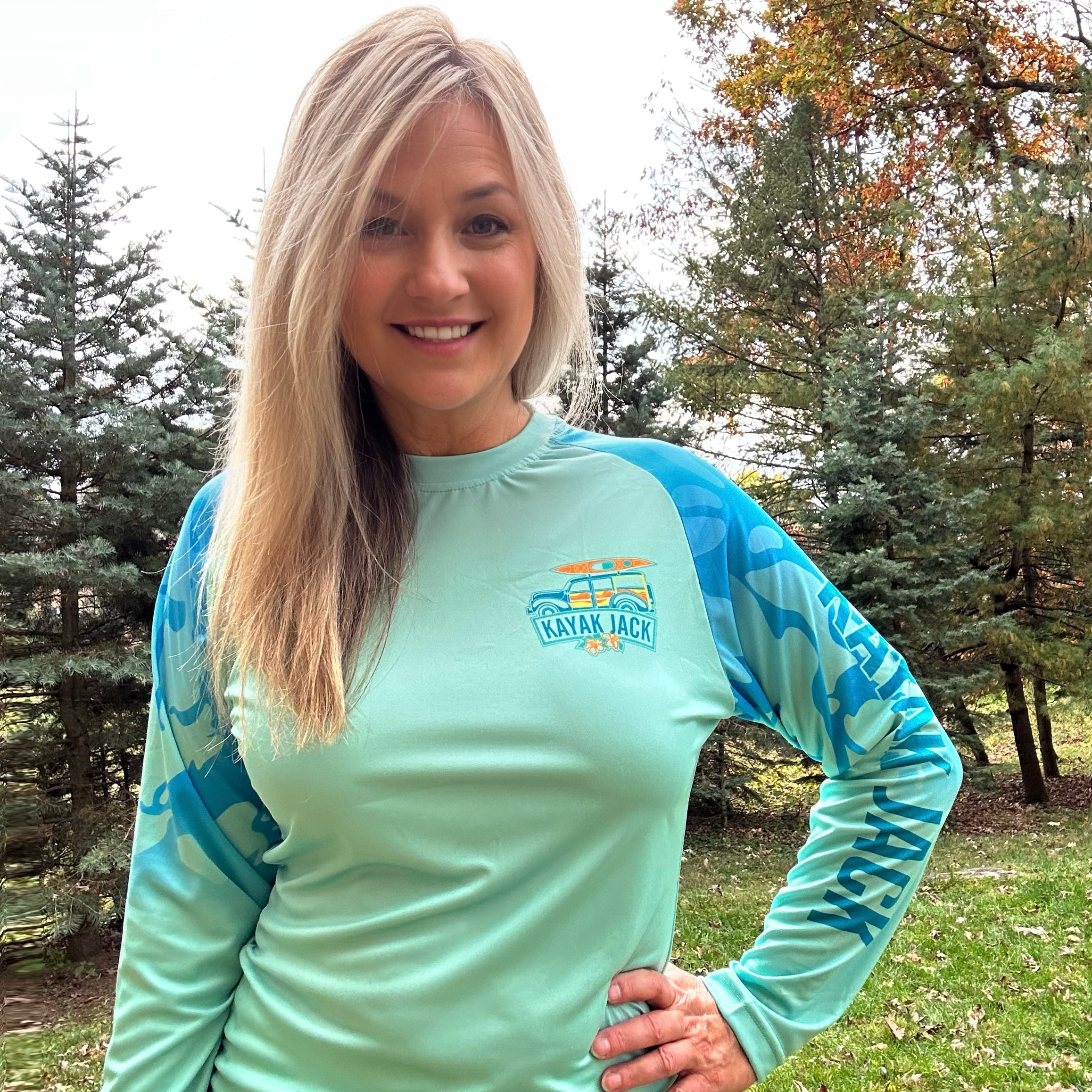 Women's UPF 50 Long Sleeve Kayaker Shirt Tropical Colors - Kayak Jack