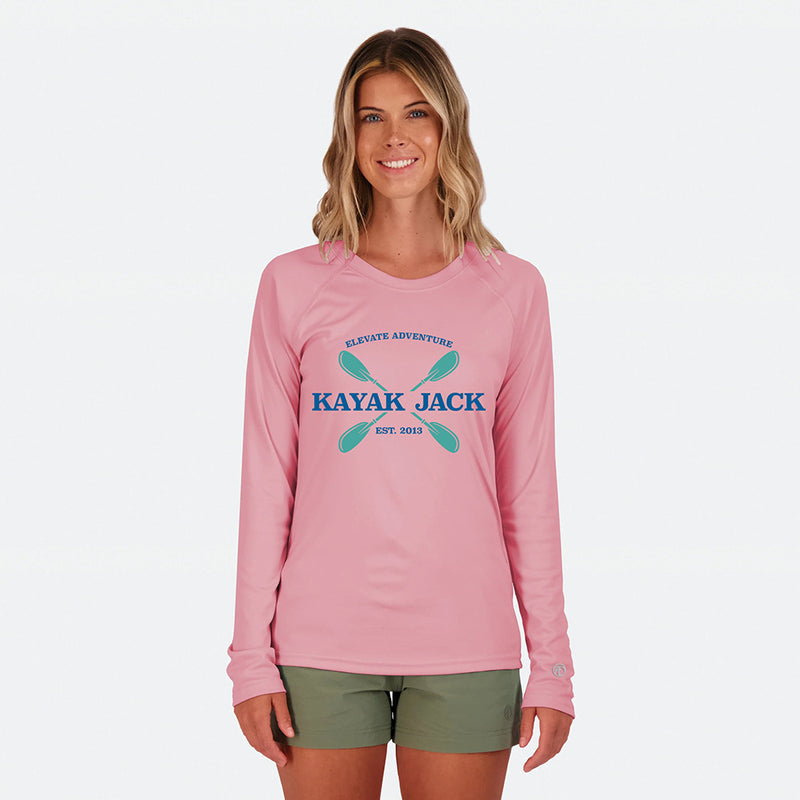 Women’s UPF SPF Long Sleeve Kayaking UV Sun Shirt Pink- Kayak Jack