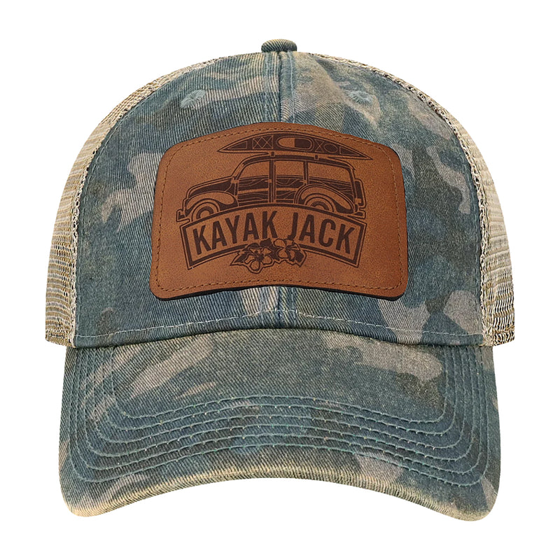 Navy Blue Camo Old Favorite Trucker Cap Hat - Kayak Jack