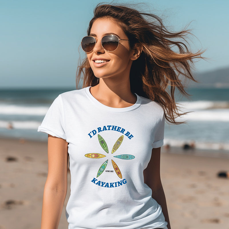 I'd Rather Be Kayaking Tee Shirt Unisex T-Shirt White - Kayak Jack