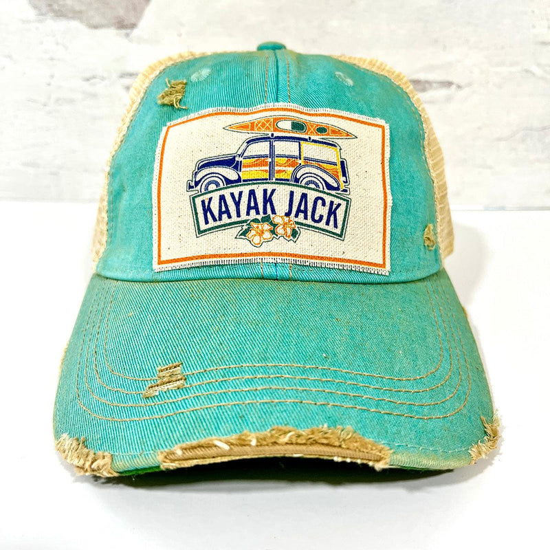 Teal Distressed Trucker Cap - Kayak Jack