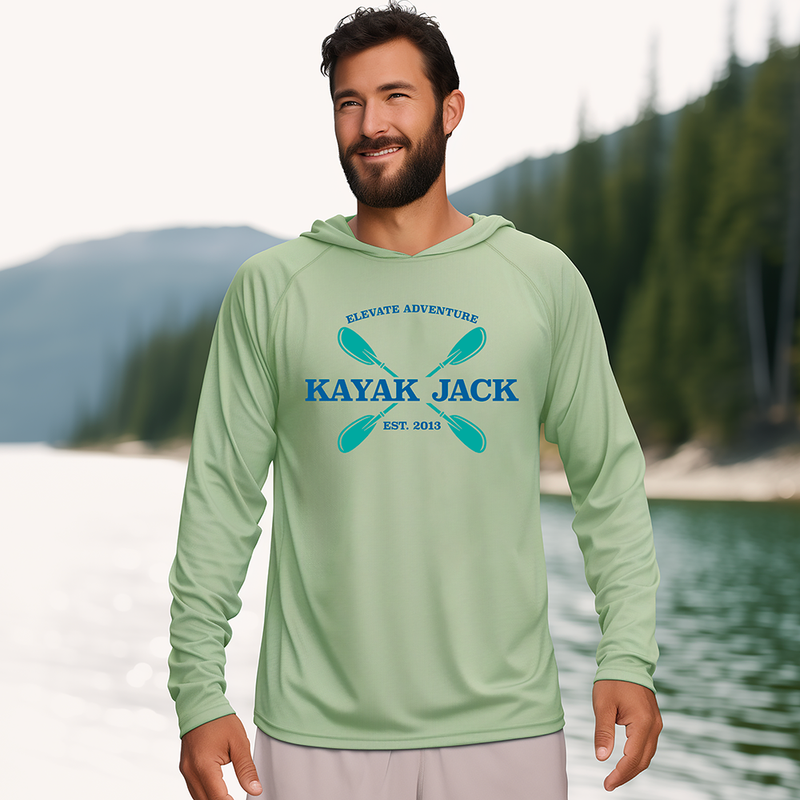 Men’s UPF 50 Sun Protection Kayaking Hoodie Shirt Sage - Kayak Jack