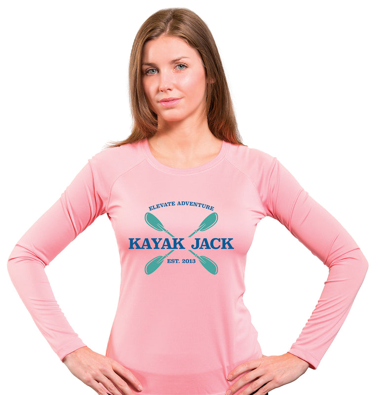 Women’s UPF SPF Long Sleeve Kayaking UV Sun Shirt Pink- Kayak Jack