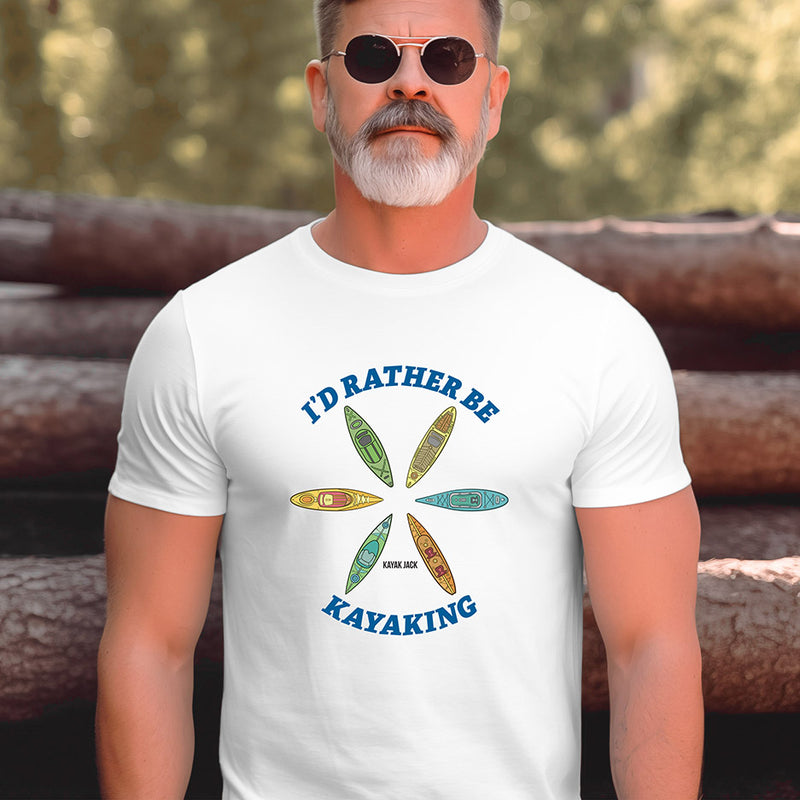 I'd Rather Be Kayaking Tee Shirt Unisex T-Shirt White - Kayak Jack