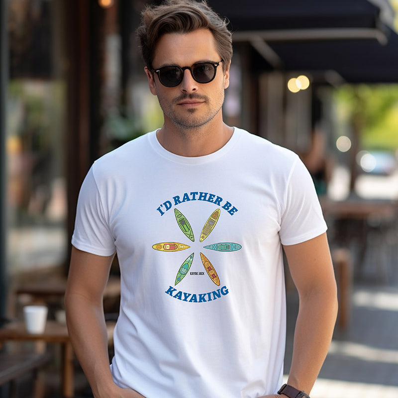 I'd Rather Be Kayaking Tee Shirt Unisex T-Shirt White - Kayak Jack