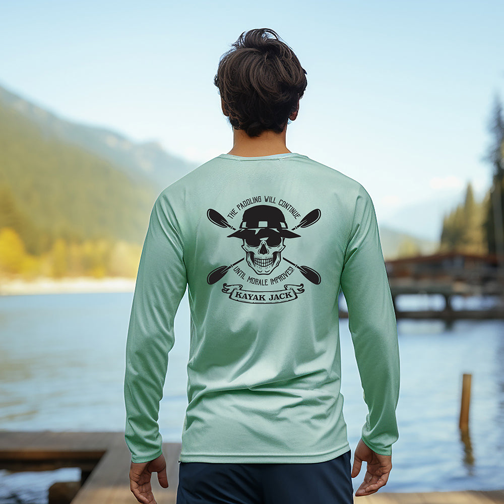 Paddling Will Continue Until Morale Improves Kayaking UPF Shirt - Kayak Jack