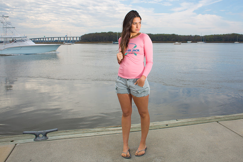 Women’s UPF SPF Long Sleeve Kayaking UV Sun Shirt Pink- Kayak Jack