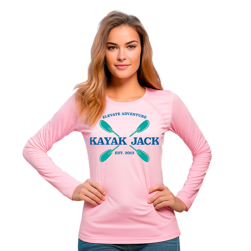 Women’s UPF SPF Long Sleeve Kayaking UV Sun Shirt Pink- Kayak Jack