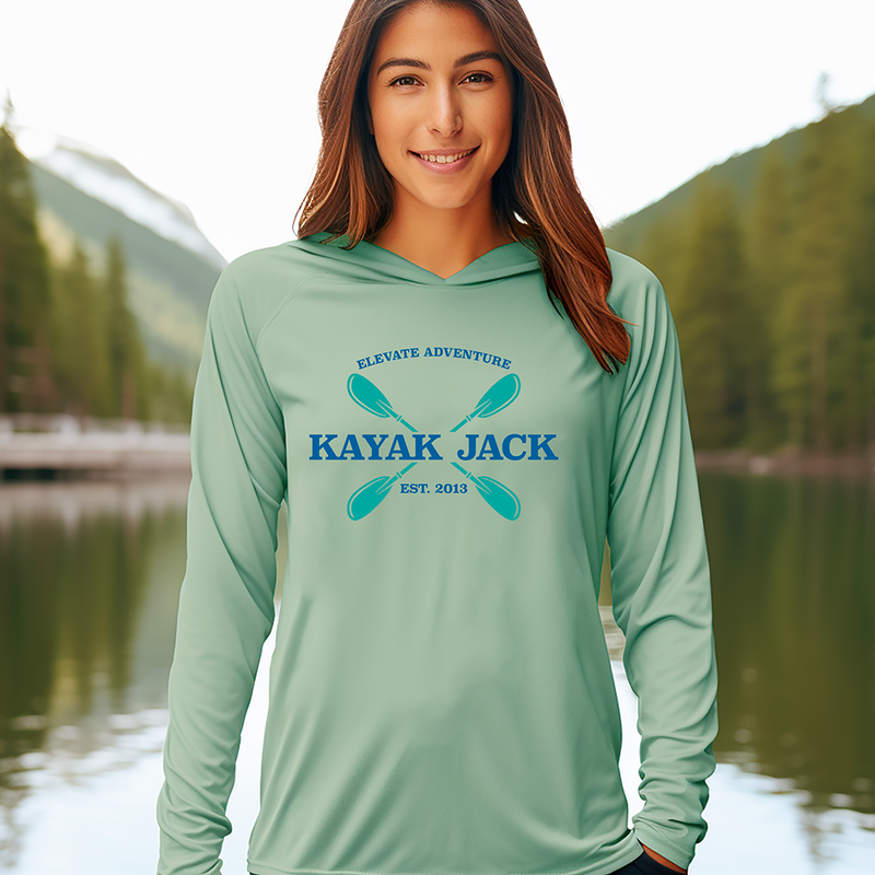 Men’s UPF 50 Sun Protection Kayaking Hoodie Shirt Sage - Kayak Jack