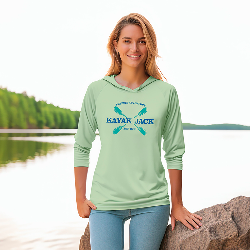 Men’s UPF 50 Sun Protection Kayaking Hoodie Shirt Sage - Kayak Jack