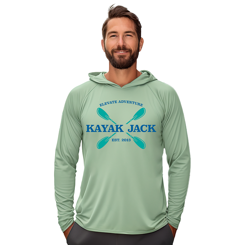 Men’s UPF 50 Sun Protection Kayaking Hoodie Shirt Sage - Kayak Jack