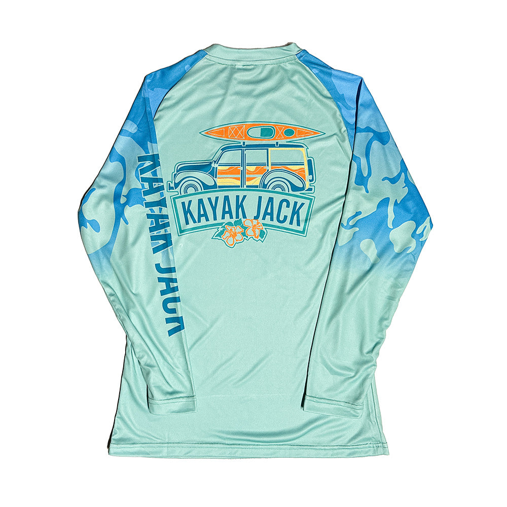 Women’s UPF 50 Long Sleeve Kayaker Shirt Tropical Colors - Kayak Jack Medium