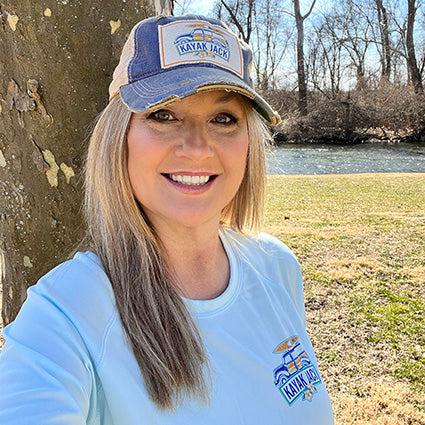 Royal Blue Distressed Trucker Cap Hat - Kayak Jack