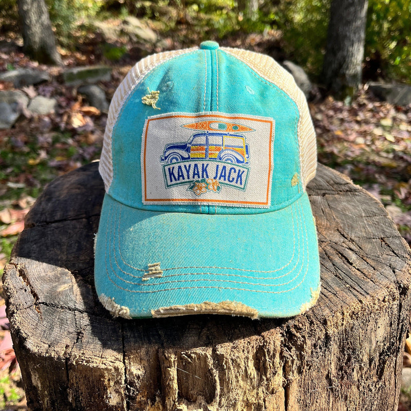 Teal Distressed Trucker Cap - Kayak Jack