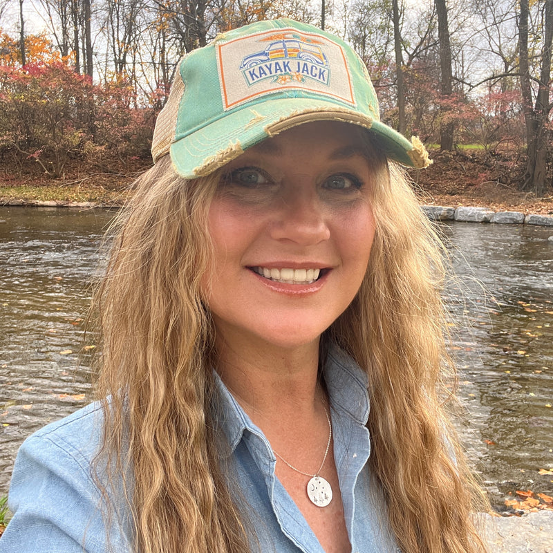 Teal Distressed Trucker Cap - Kayak Jack