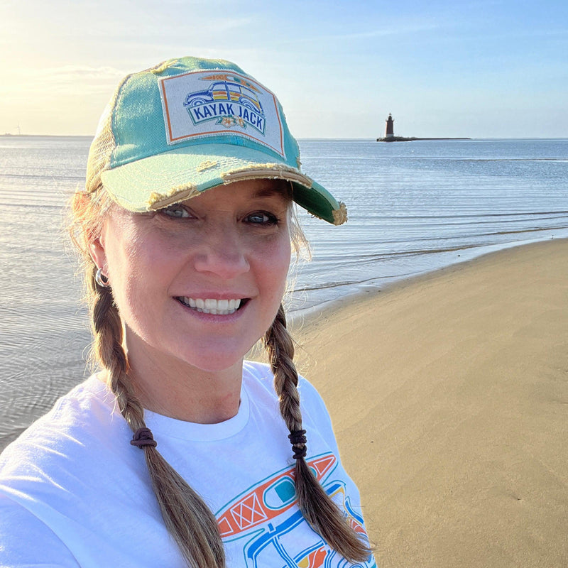 Teal Distressed Trucker Cap - Kayak Jack
